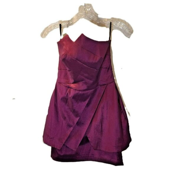 Jessica McClintock 4P Fuchsia Short Cocktail Prom Wedding Guest Dress Poly Blend - Picture 3 of 7